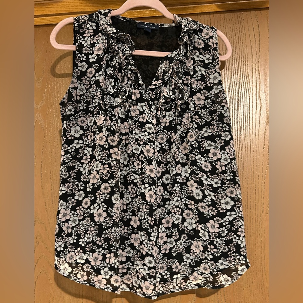 Tommy Hilfiger Black and White Floral Blouse